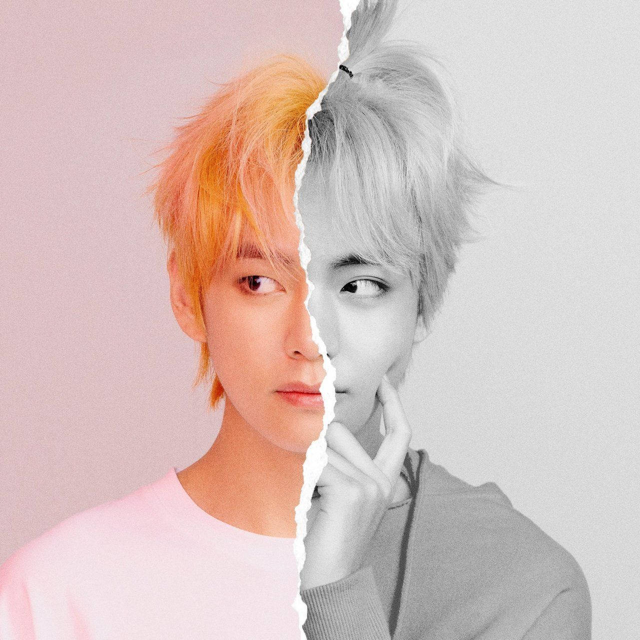 BTS Tae Hyung, warm orange tones, monochrome, HD Desktop Wallpaper