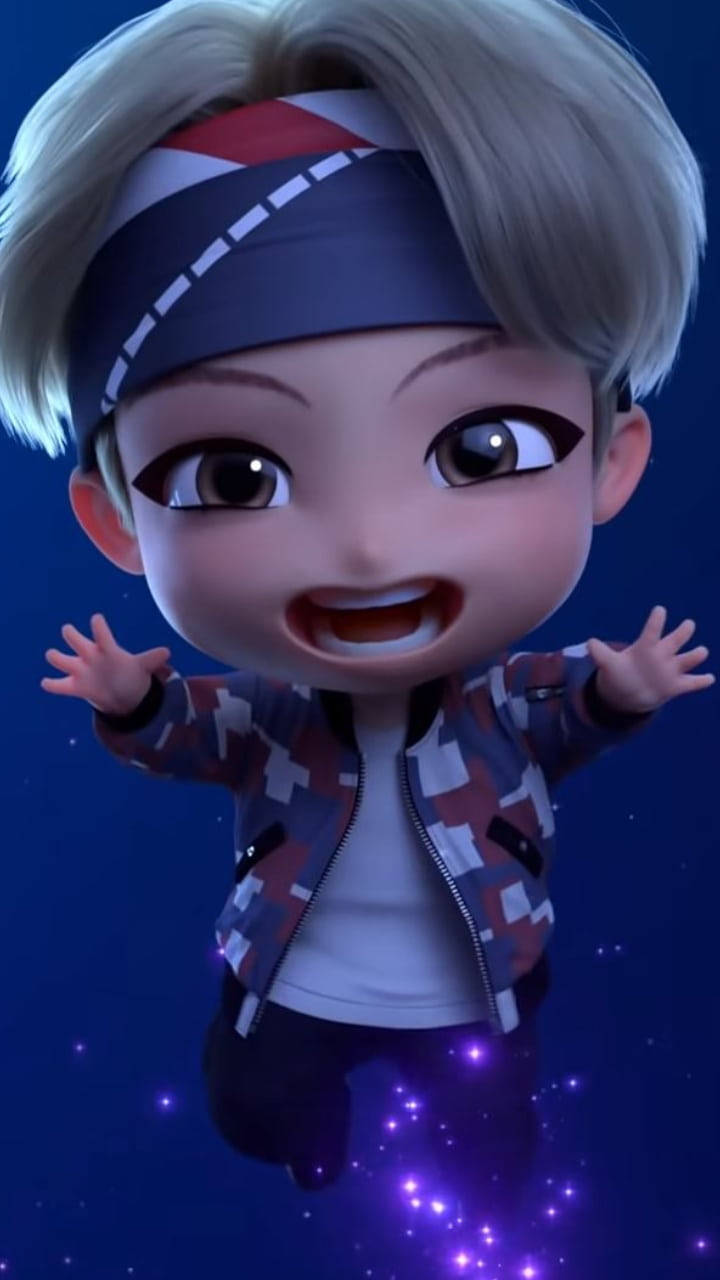 BTS Tae Hyung, chibi anime boy, blonde hair, HD Phone Wallpaper