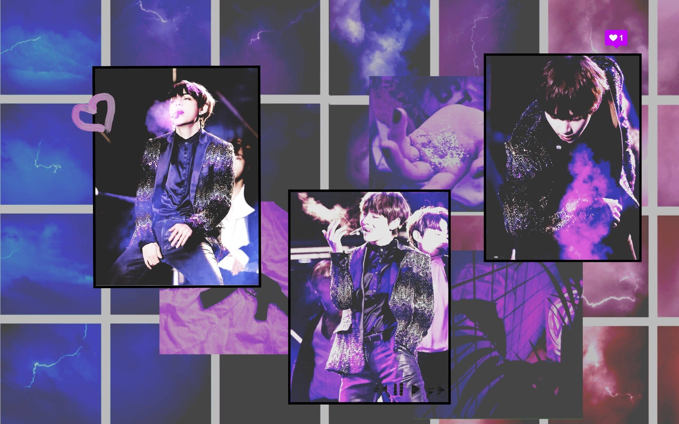 BTS V, purple aesthetic, electric purple, Full HD Desktop Wallpaper