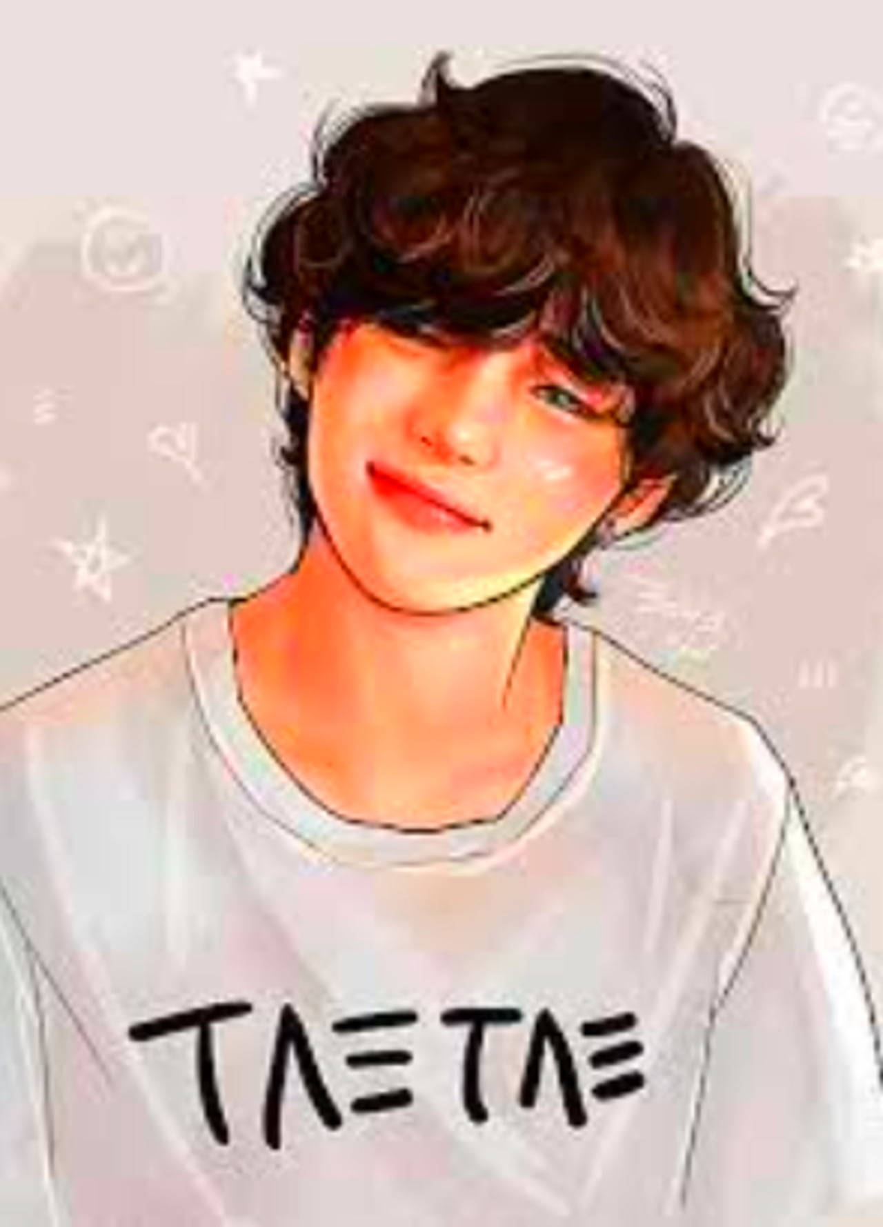 Bts V, anime-style, curly brown hair, HD Phone Wallpaper