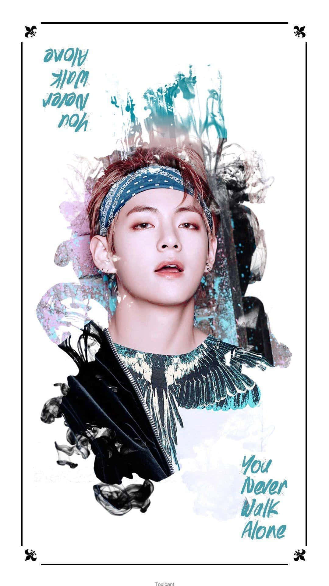 BTS V, iPhone, teal, Full HD Phone Wallpaper