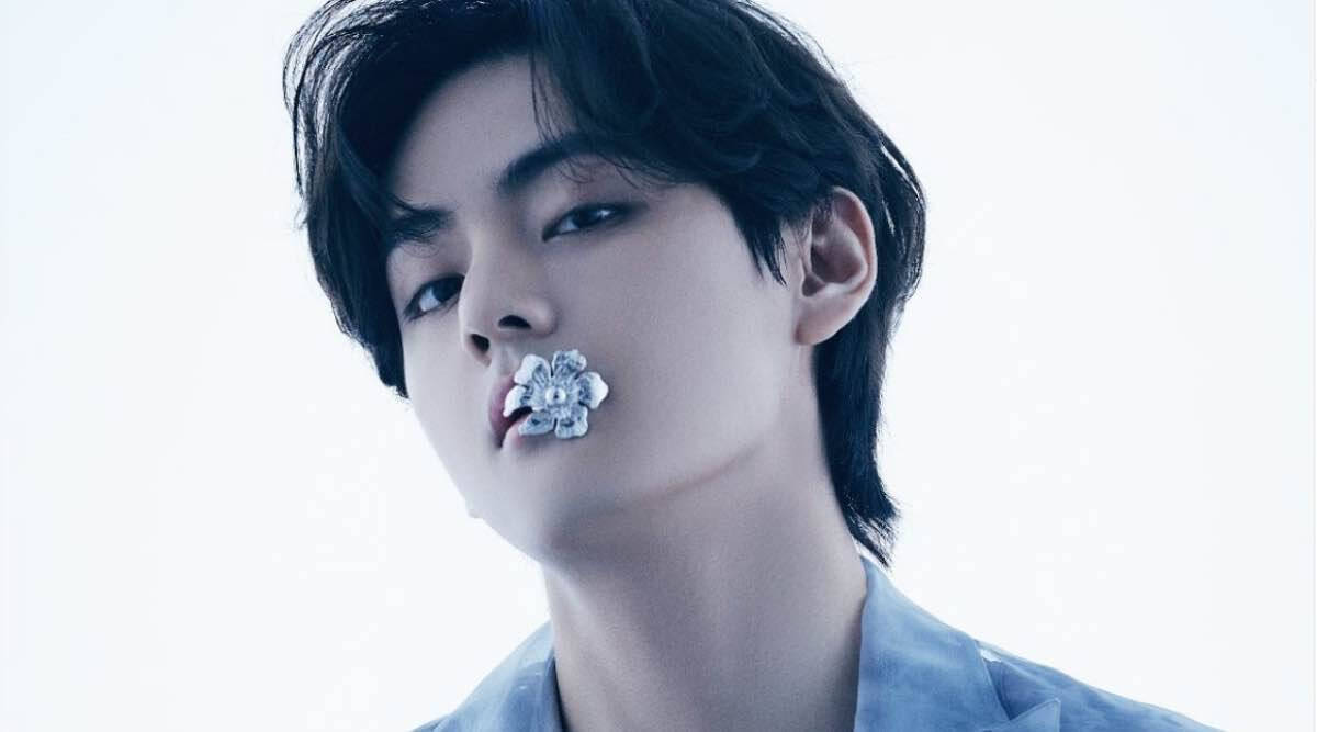 BTS V, flower, silver, SD Desktop Wallpaper