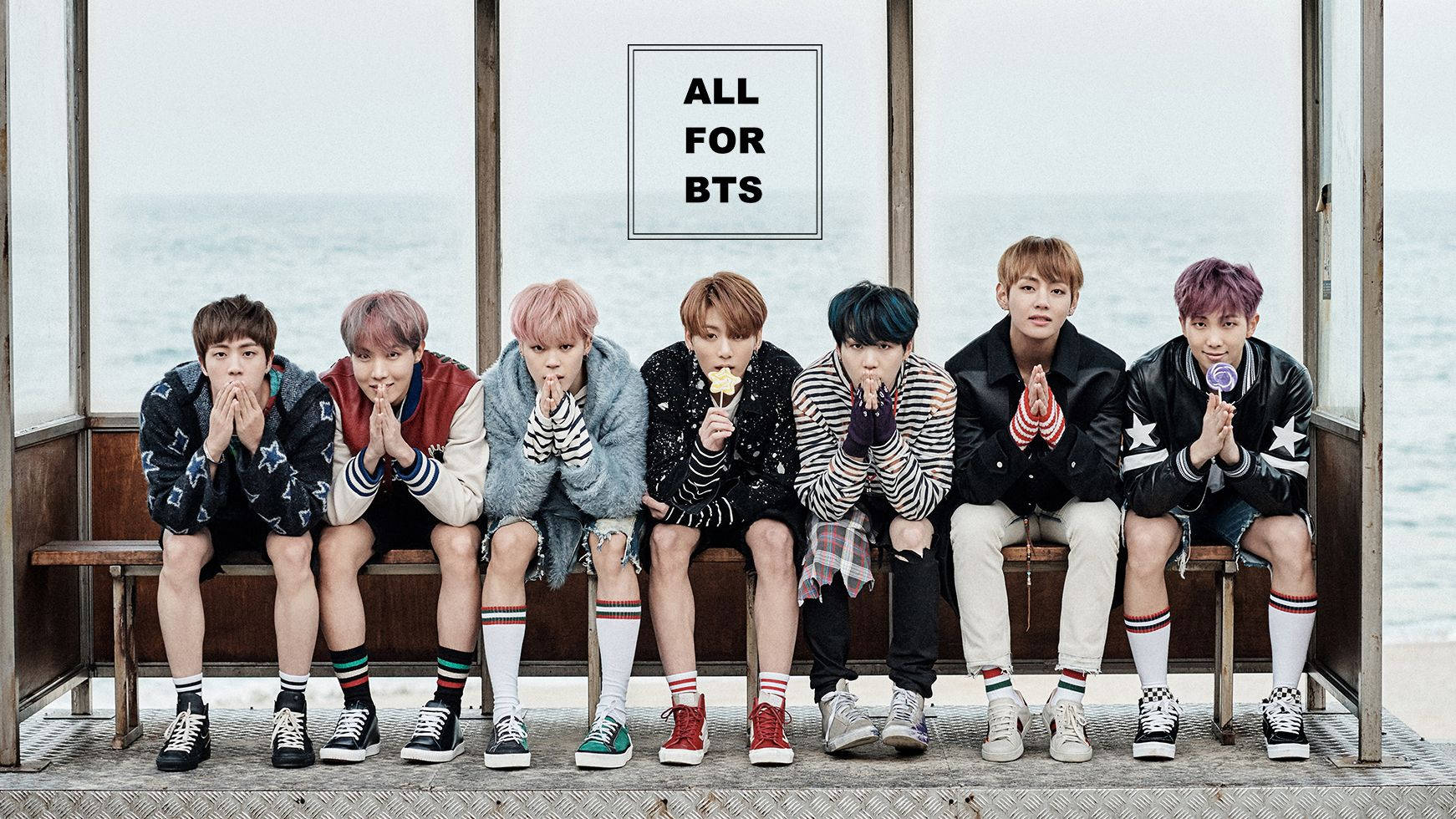 BTS, bench, sea, HD Desktop Wallpaper