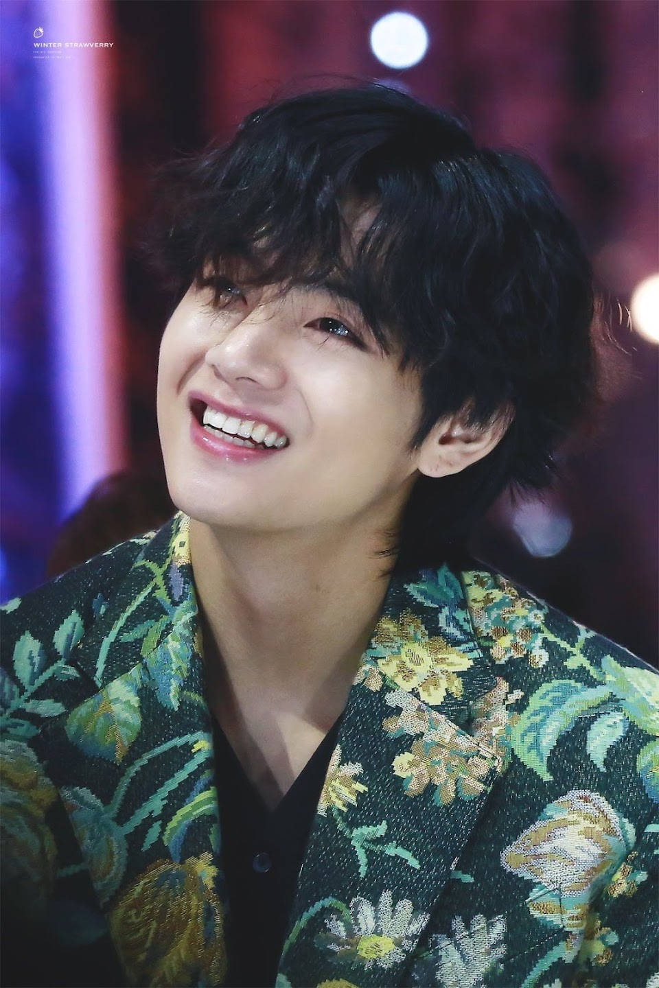 BTS V, floral patterned coat, dark hair, HD Phone Wallpaper