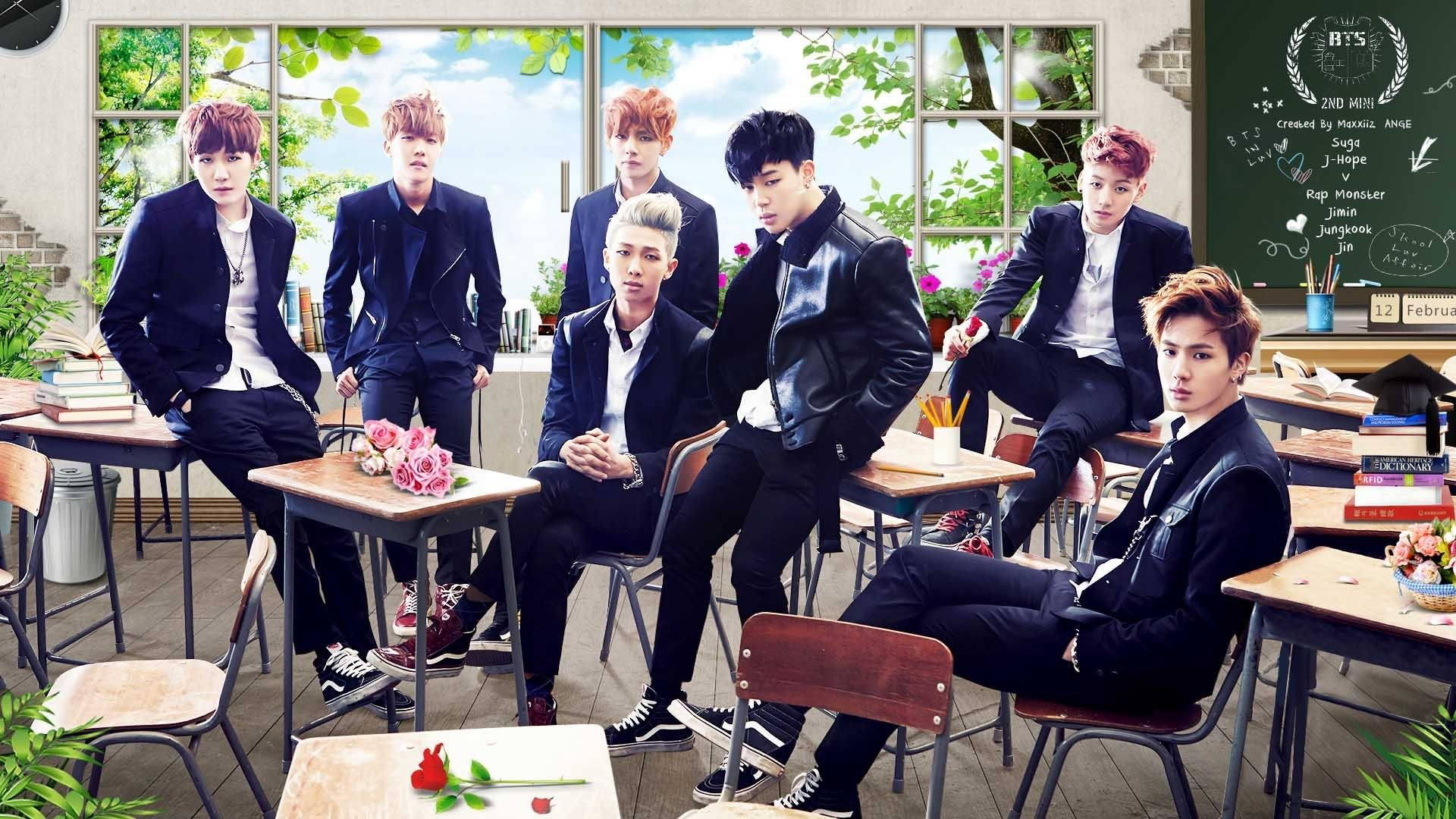 BTS, boyband, black suits, Full HD Desktop Wallpaper