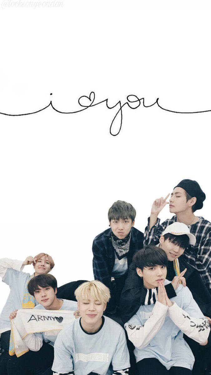 BTS, i heart you, white background, SD Phone Wallpaper