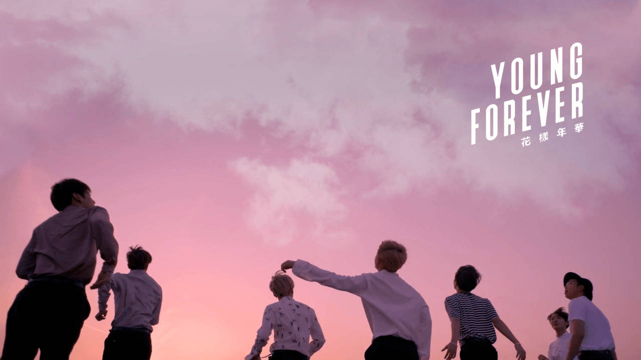 BTS, young men, vibrant pink sunset sky, HD Desktop Wallpaper