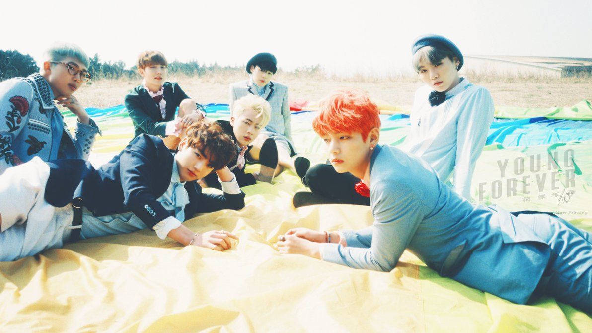 BTS, beach, colorful hair, SD Desktop Wallpaper