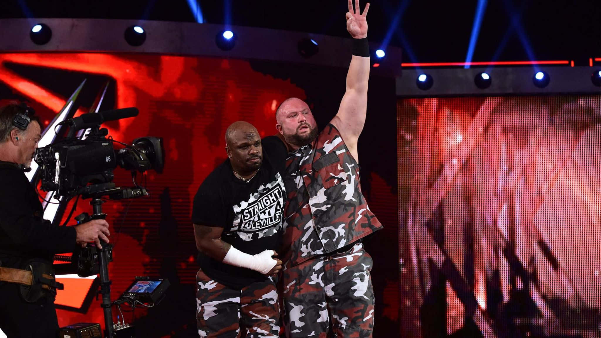 Bubba Ray Dudley, camouflage gear, brightly lit stage, Full HD Desktop Wallpaper