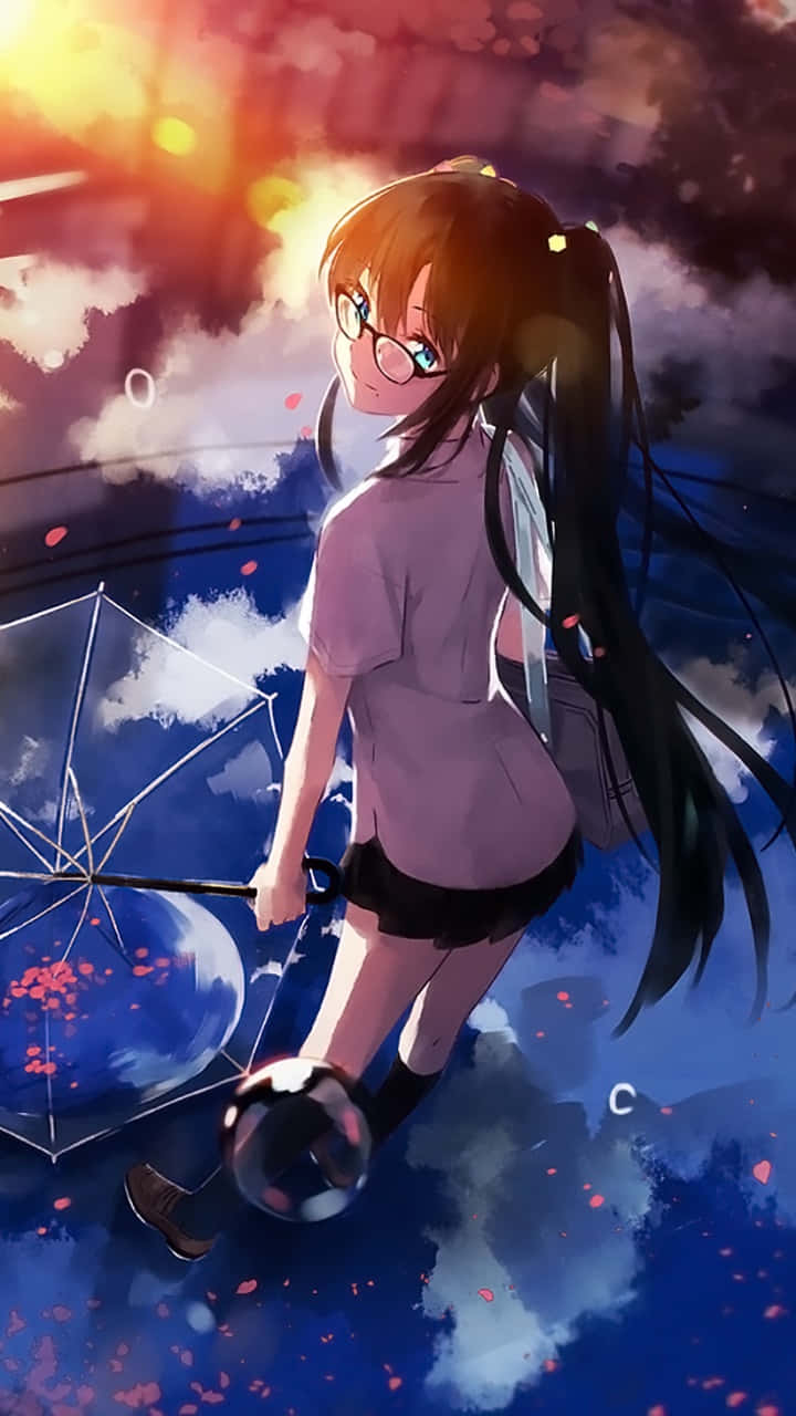 bubble anime girl, glasses, pigtails, HD Phone Wallpaper