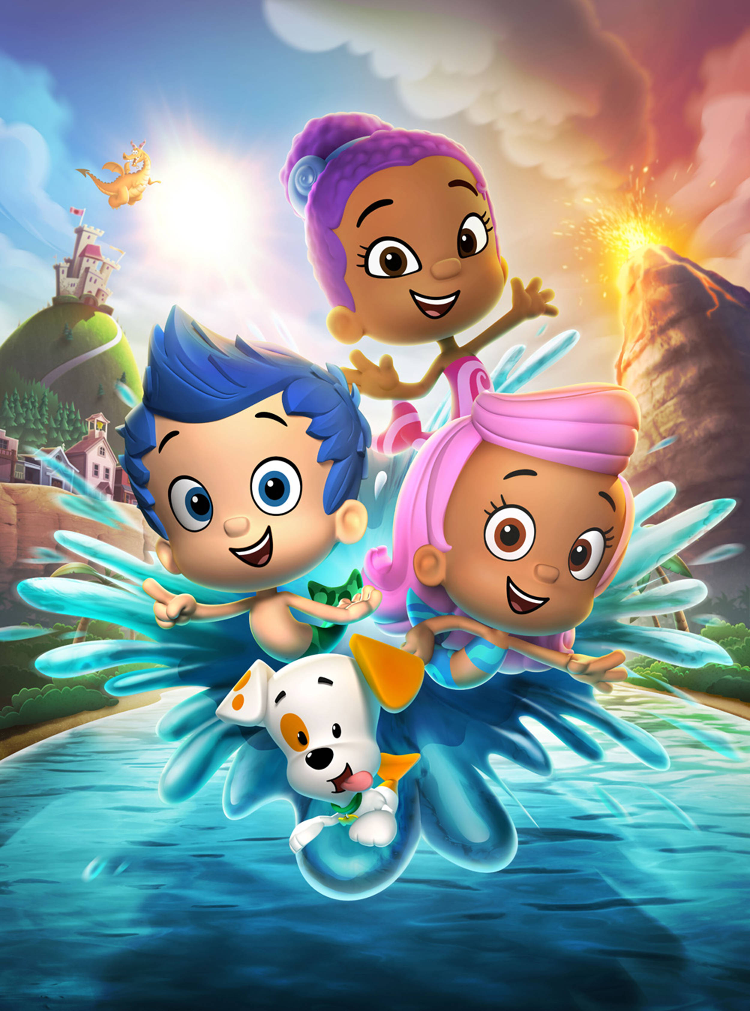 Bubble Guppies, new guppy character, colorful hair, 2K Phone Wallpaper