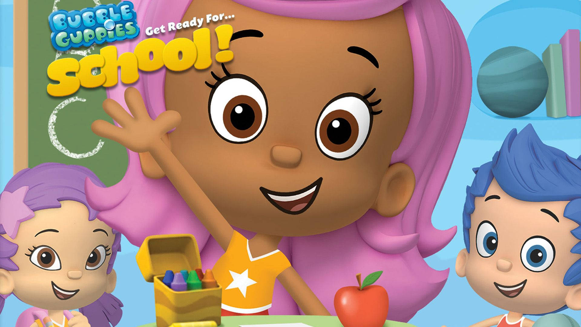 Bubble Guppies, classroom, pink hair, Full HD Desktop Wallpaper