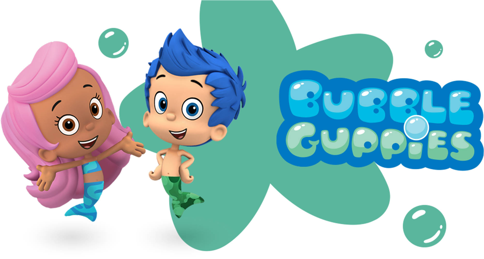 Bubble Guppies, pink and blue hair, merkids, Full HD Desktop Wallpaper