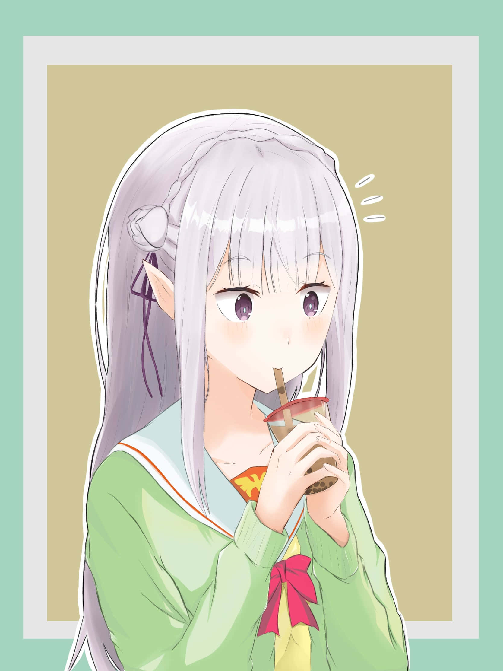 bubble tea anime, anime girl, silver hair, Full HD Phone Wallpaper
