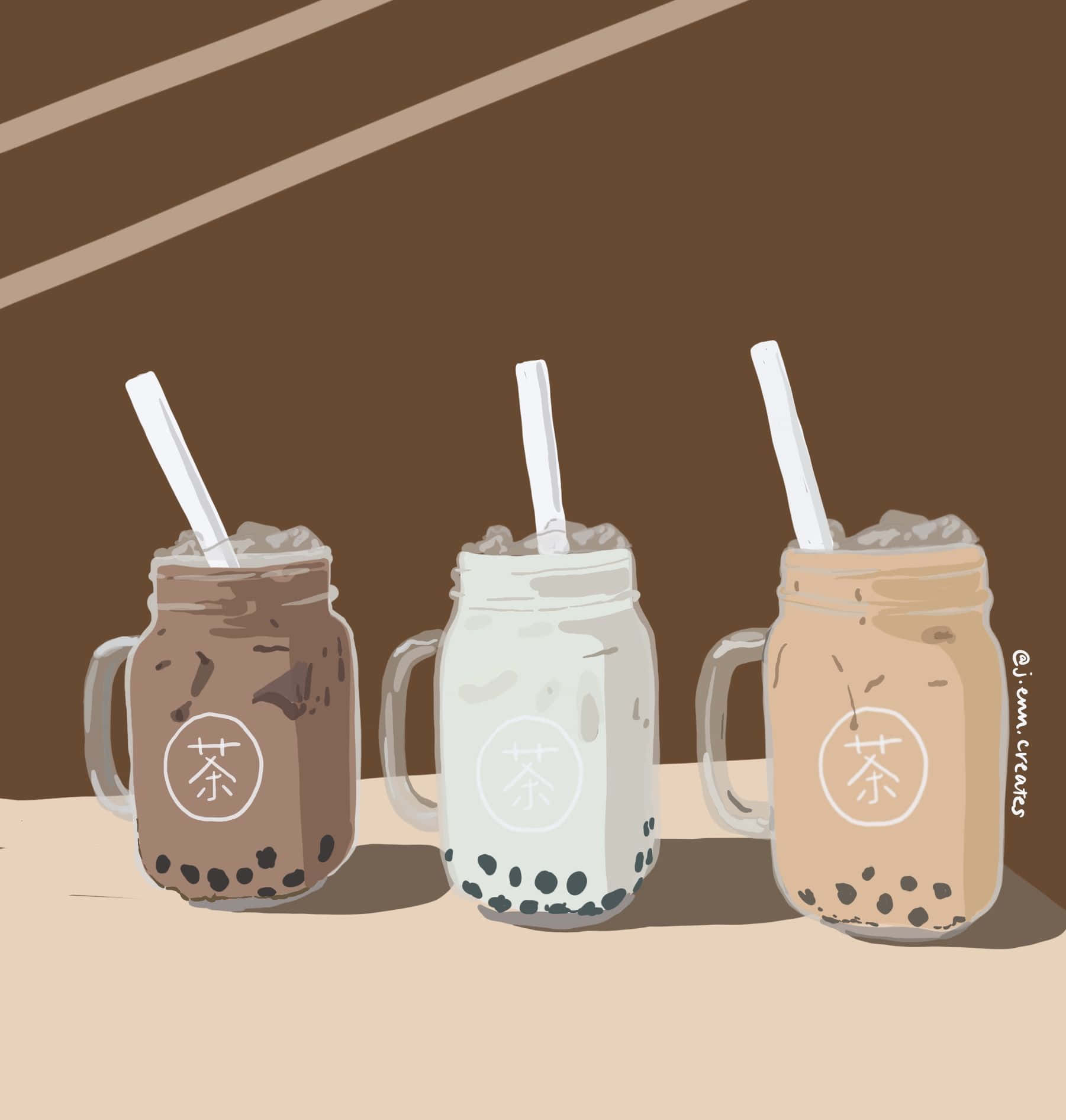 bubble tea anime, mason jars, colorful bubble tea drinks, HD Phone Wallpaper