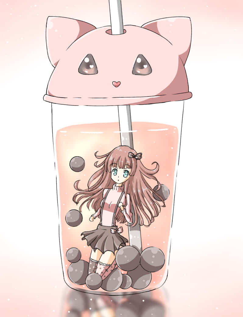 Bubble Tea Anime, anime girl, brown hair, SD Phone Wallpaper