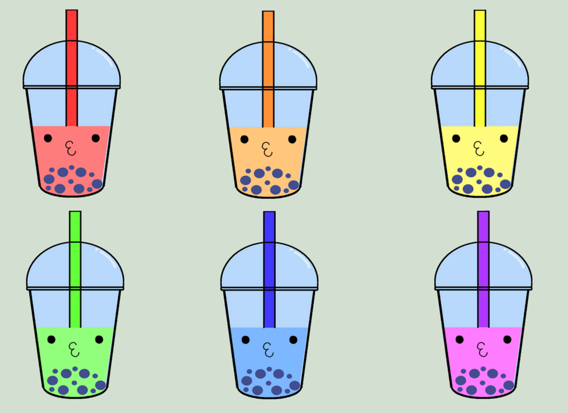 minimalistic, neon tinged, bubble teas, Full HD Desktop Wallpaper