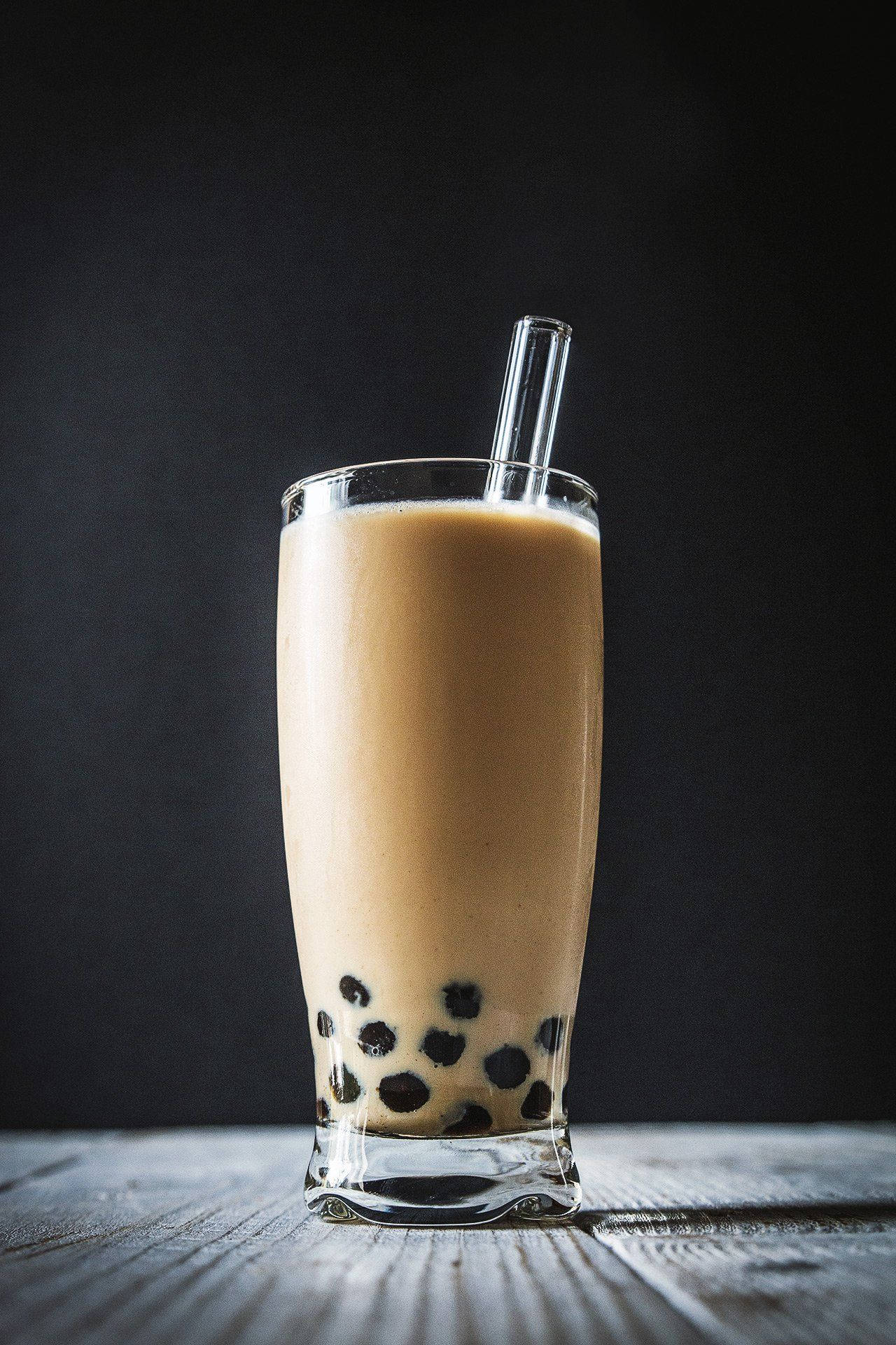 bubble tea, clear glass, black tapioca pearls, Full HD Phone Wallpaper