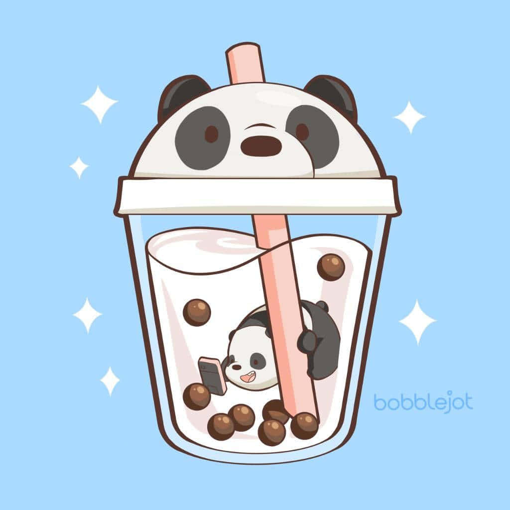 cute boba panda cup lid, bubble tea cup, boba pearls, SD Desktop Wallpaper