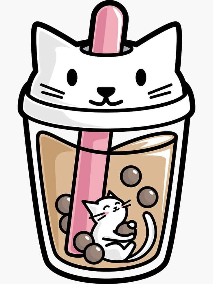 white cat lid, bubble tea cup, cartoon cat face lid, SD Phone Wallpaper