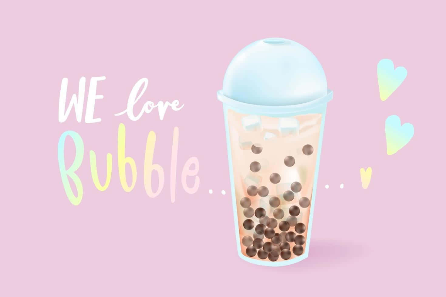 pastel pink background, clear bubble tea cup, brown pearls, HD Desktop Wallpaper