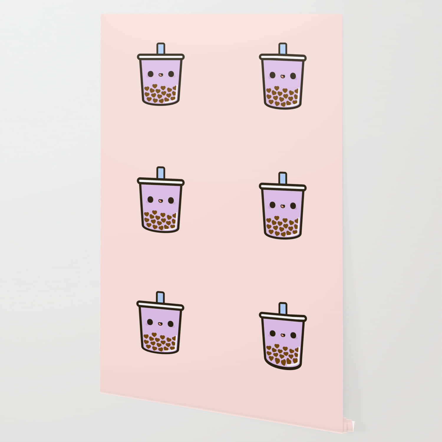 purple cute boba, cartoon bubble tea cups, smiling faces, HD Desktop Wallpaper
