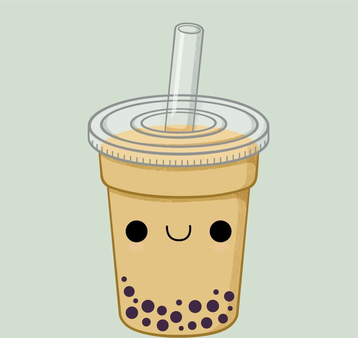 cute boba, smiley face, black tapioca pearls, SD Desktop Wallpaper