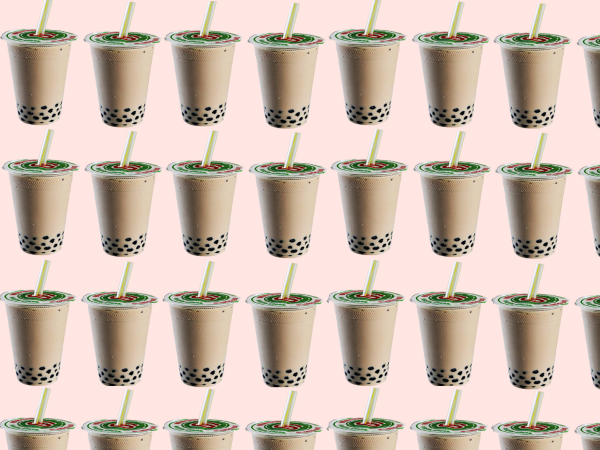 bubble tea, straws, soft pink background, Full HD Desktop Wallpaper