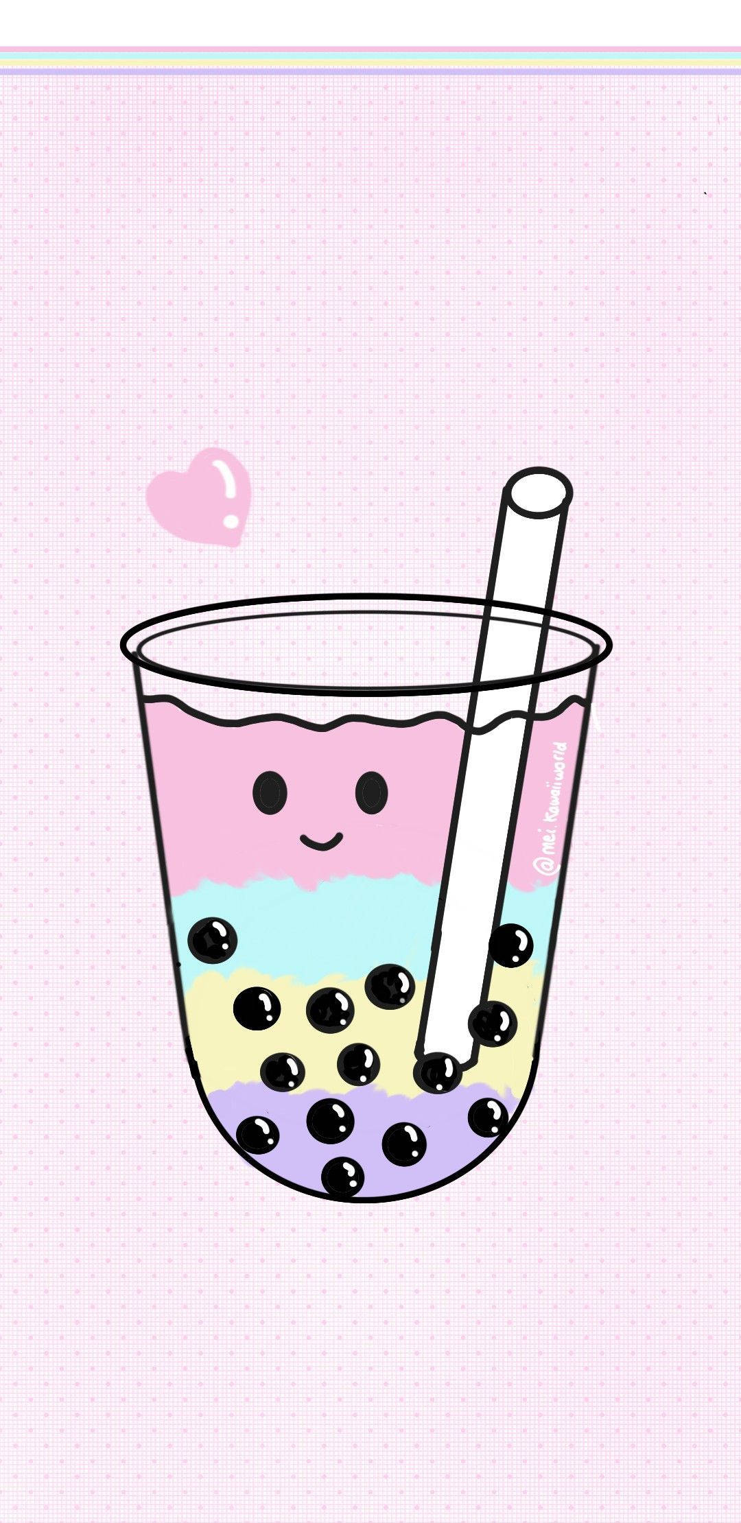 bubble tea, pastel pink, smiling face, Full HD Phone Wallpaper