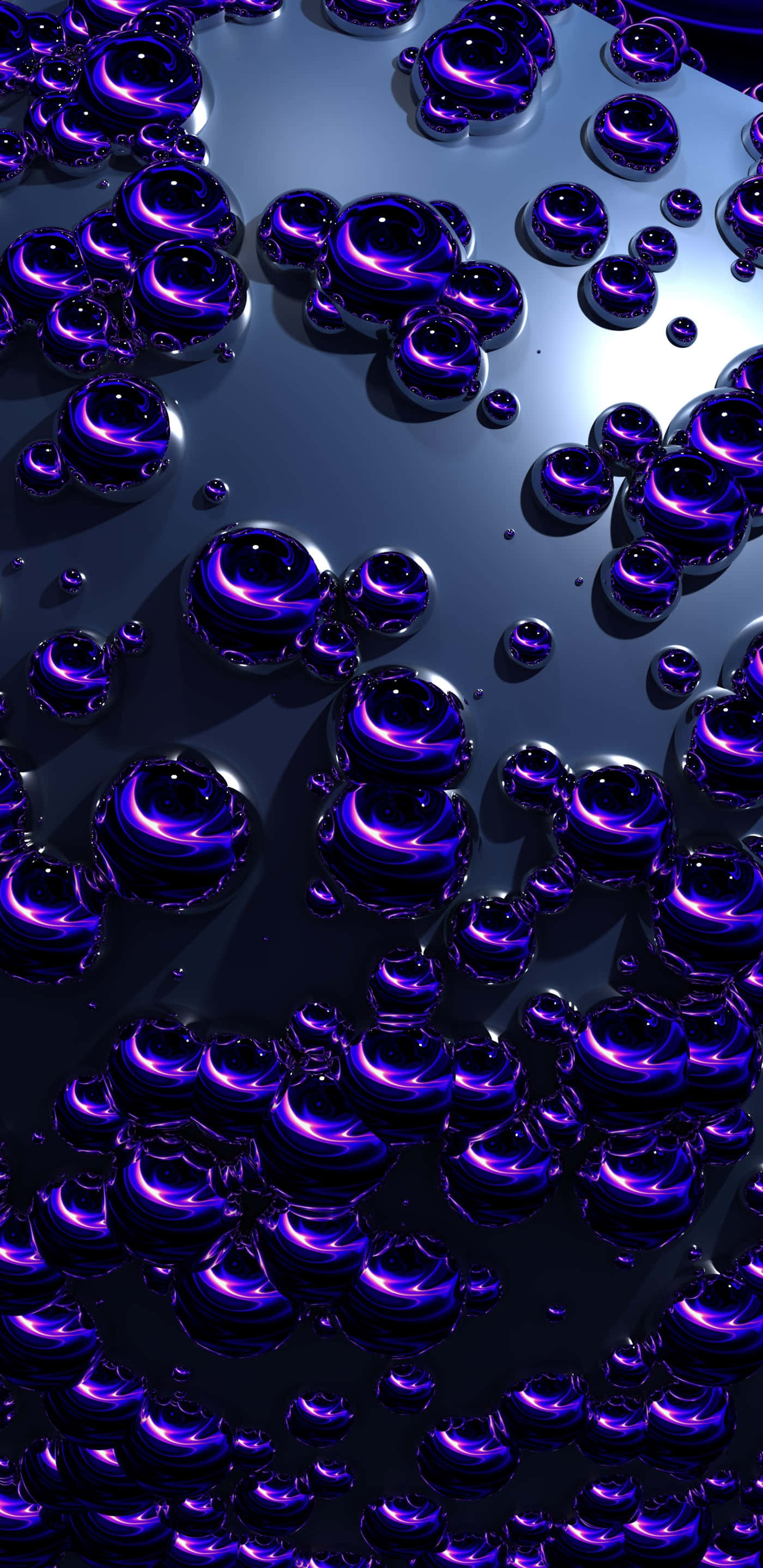 bubbles phone, glossy purple, dark metallic surface, 2K Phone Wallpaper