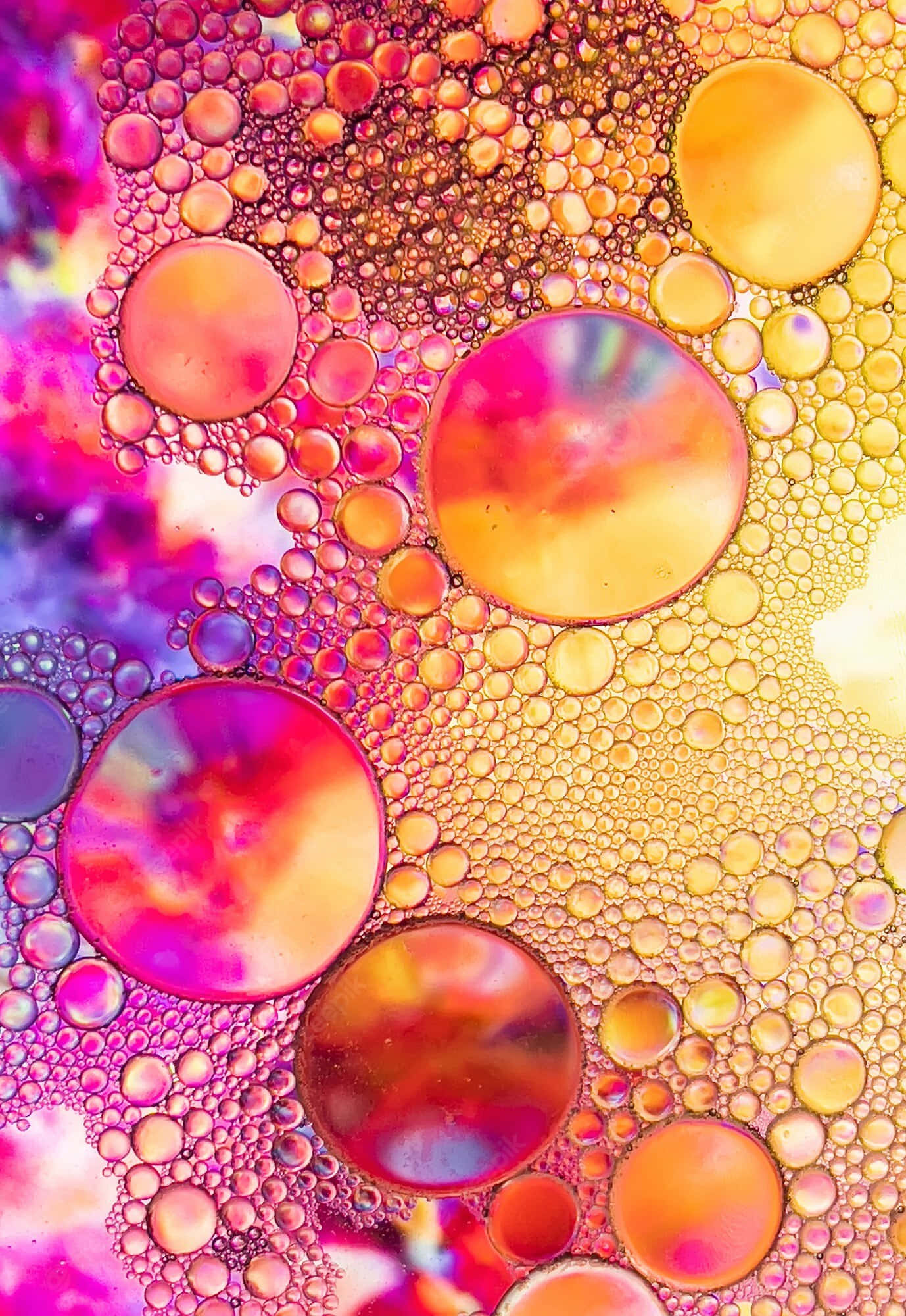 Bubbles Phone, iridescent oil bubbles, psychedelic abstract pattern, Full HD Phone Wallpaper