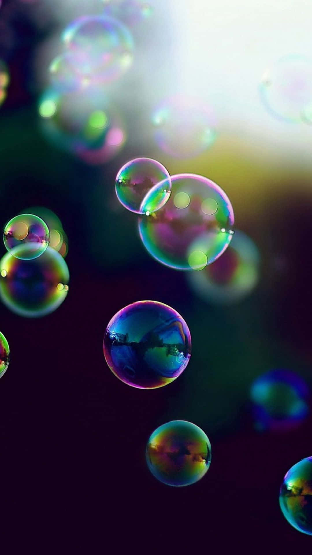 bubbles phone, iridescent soap bubbles, dark gradient sky, Full HD Phone Wallpaper
