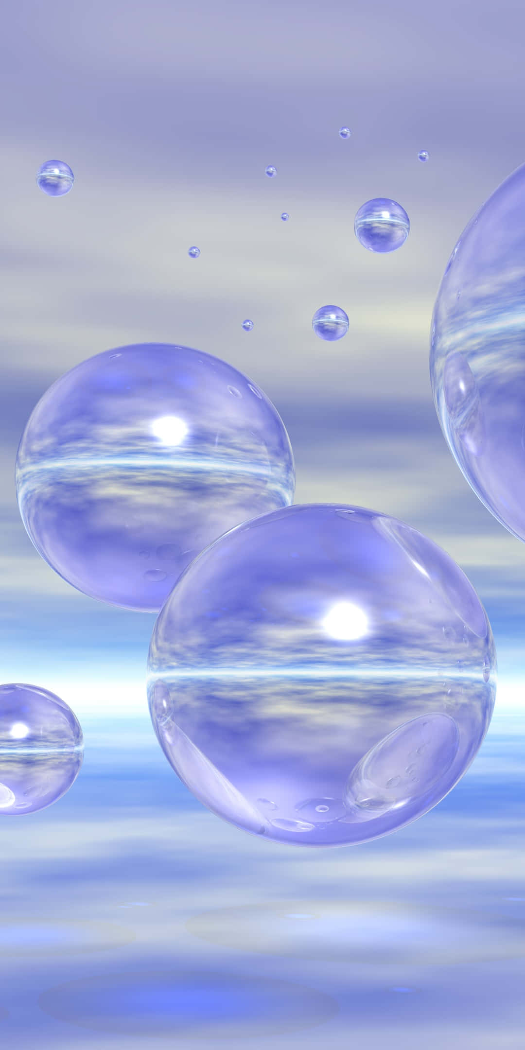 Bubbles Phone, glossy purple bubbles, soft blue sky, Full HD Phone Wallpaper