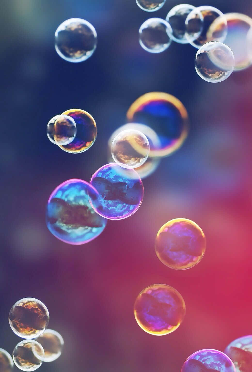 bubbles phone, iridescent soap bubbles, vibrant gradient background, HD Phone Wallpaper