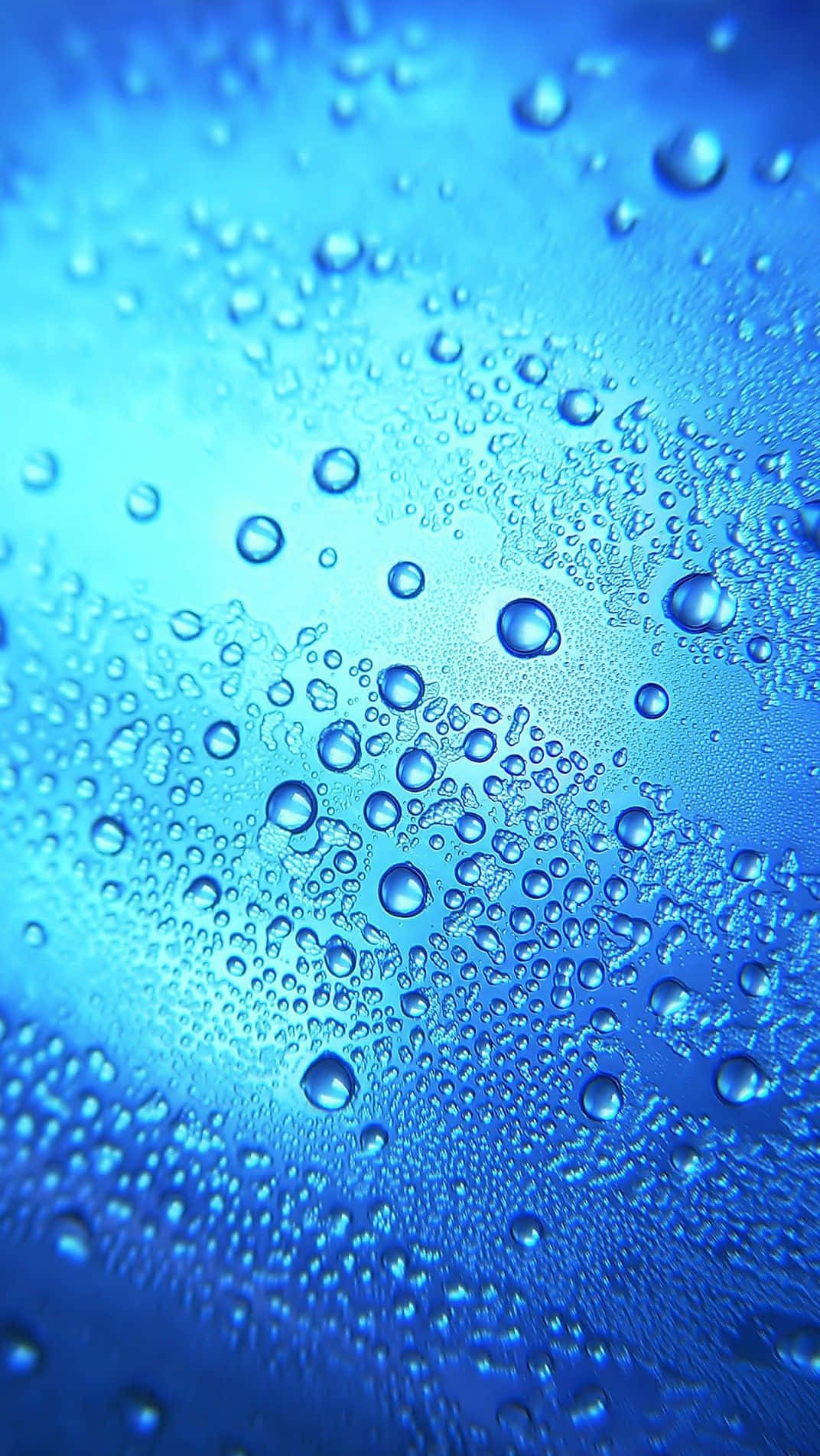 blue glass, water droplets, gradient from light to dark blue, HD Phone Wallpaper