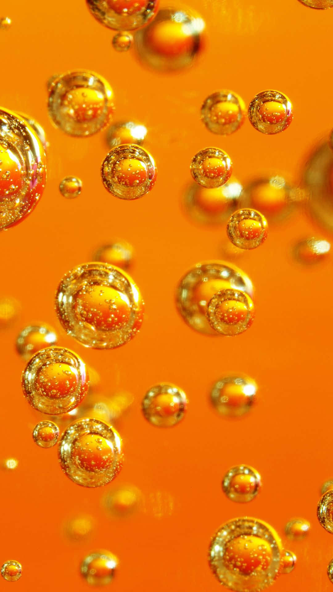 Bubbles Phone, golden bubbles, vibrant orange background, Full HD Phone Wallpaper