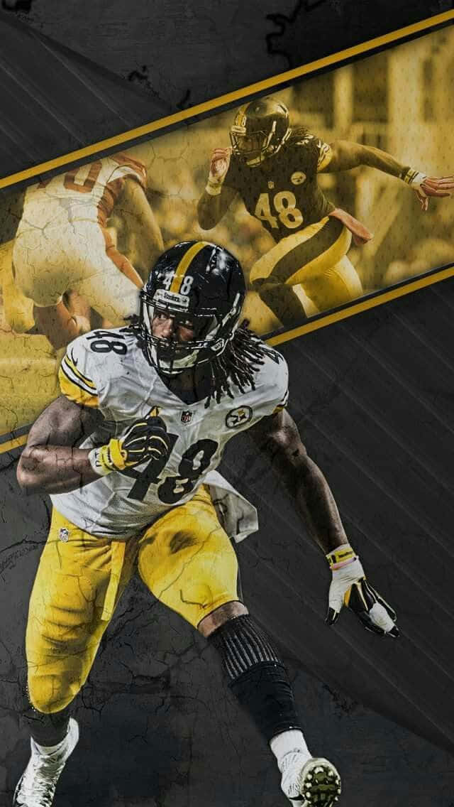 Bud Dupree, black yellow design, yellow and black uniform, SD Phone Wallpaper