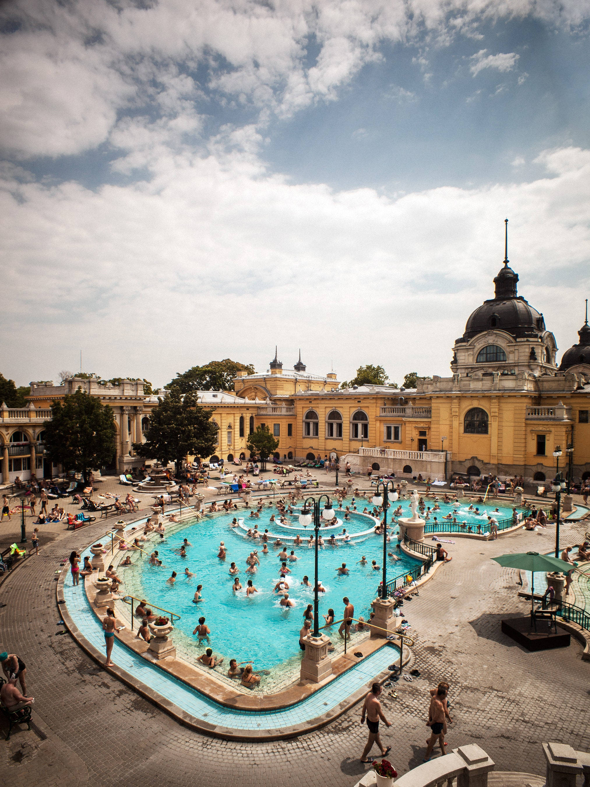 Budapest, turquoise waters, historic yellow buildings, 2K Phone Wallpaper