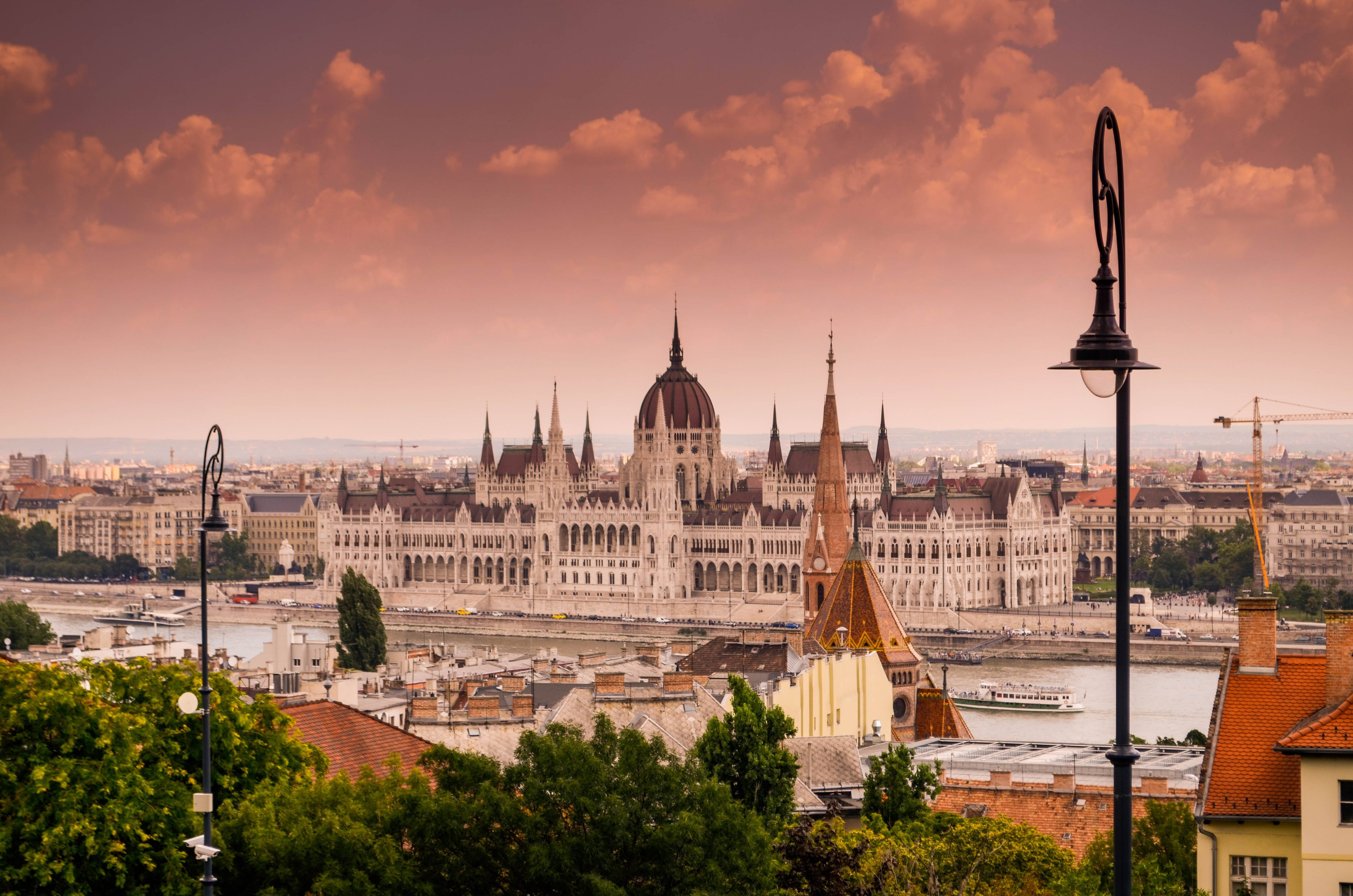 Budapest, gothic parliament building, river, 4K Desktop Wallpaper
