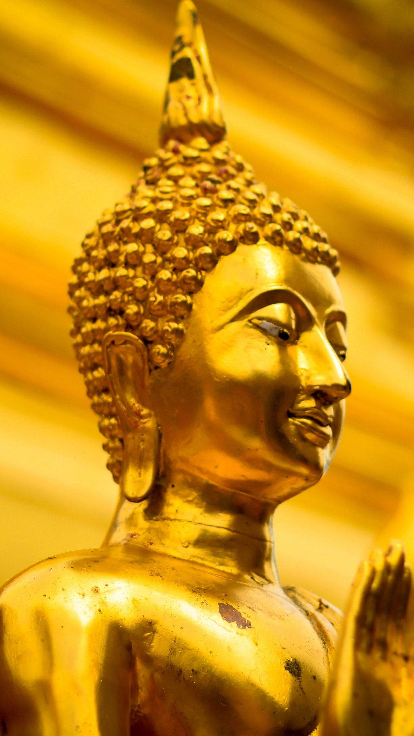 Buddha 3d, shiny golden statue, intricate ushnisha, Full HD Phone Wallpaper