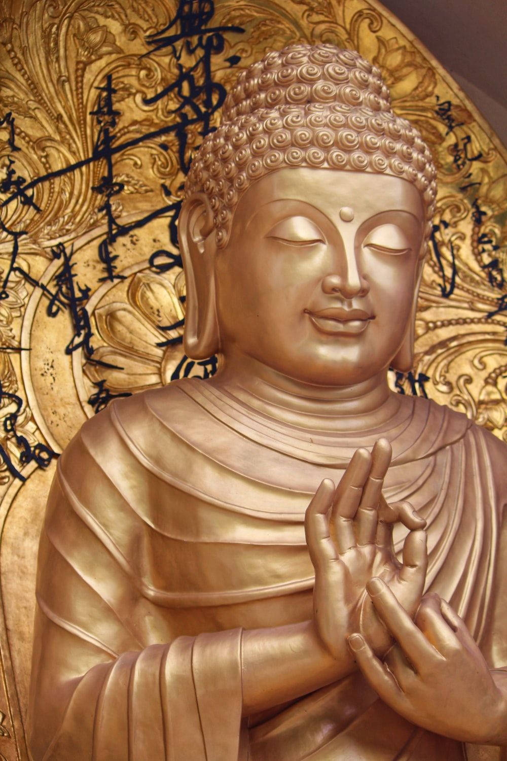 Buddha 3D, exquisite golden statue, closed eyes, HD Phone Wallpaper