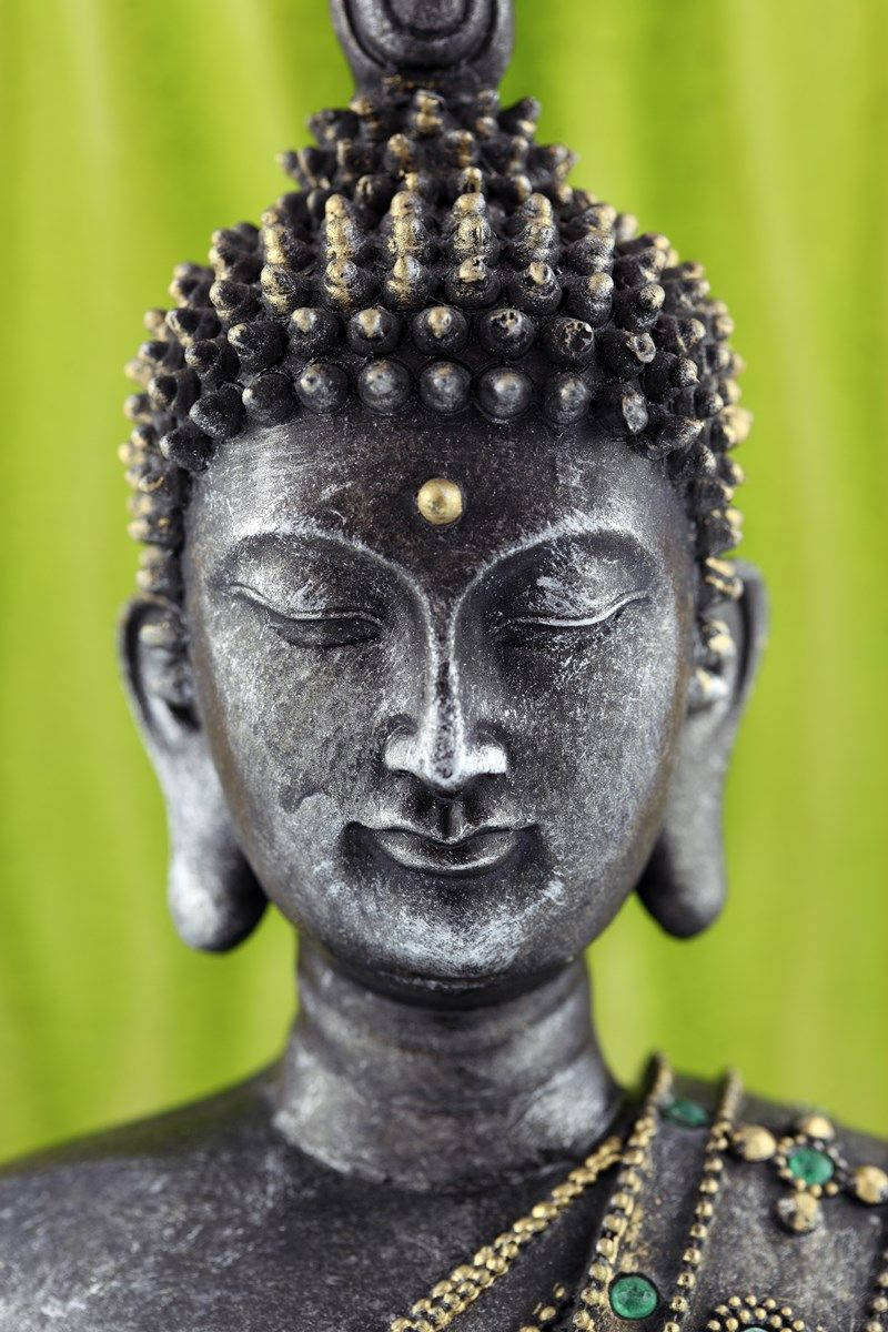 Buddha 3D, grey statue, closed eyes, SD Phone Wallpaper