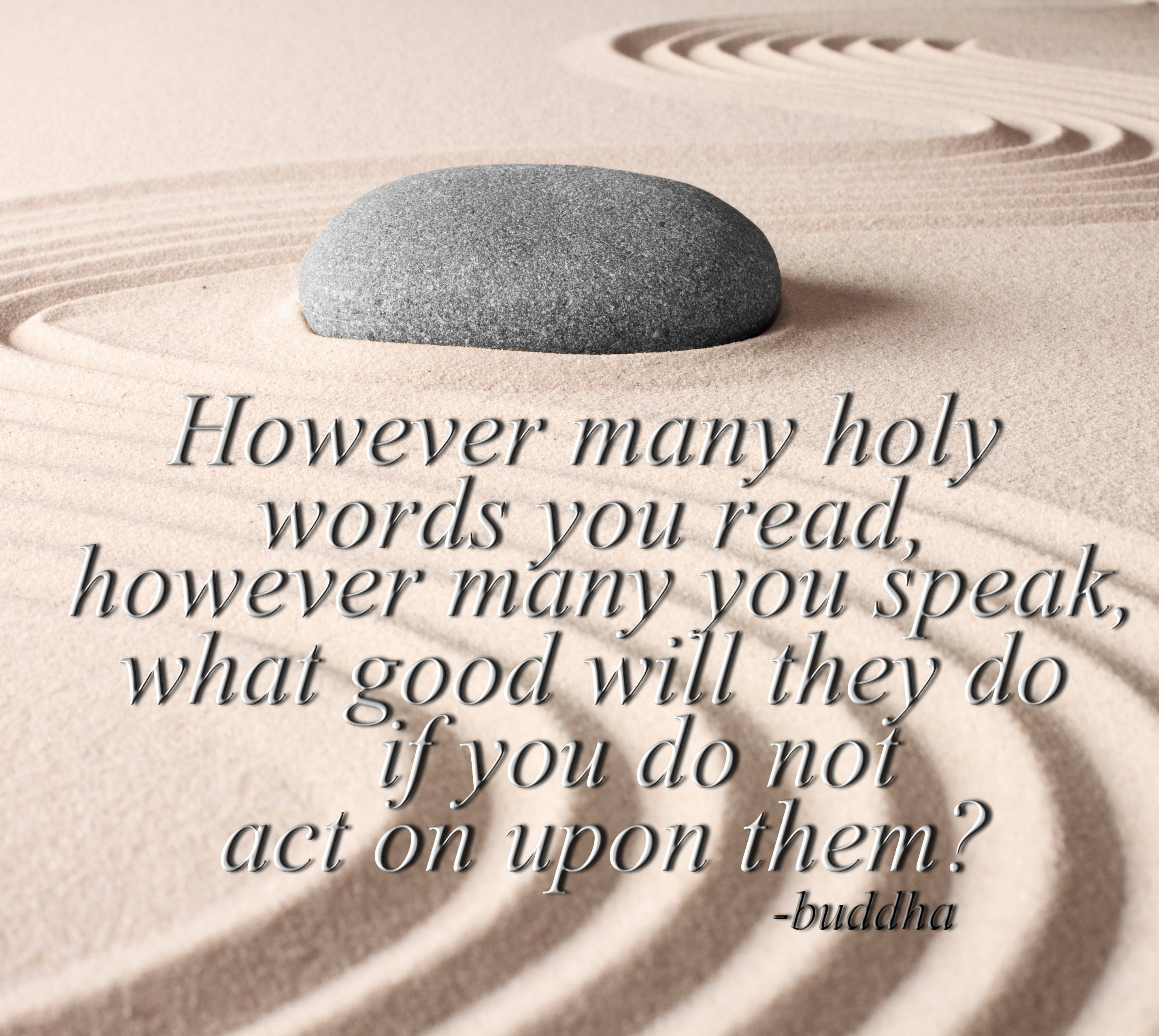 Buddha Quotes, rock sand, smooth gray stone, 2K Desktop Wallpaper