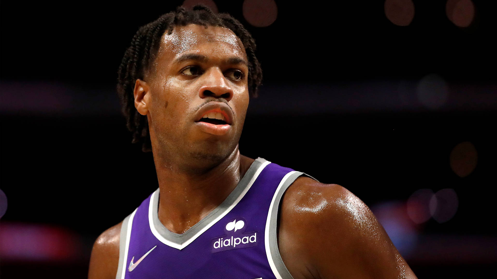 Buddy Hield, purple jersey, arena lights, Full HD Desktop Wallpaper