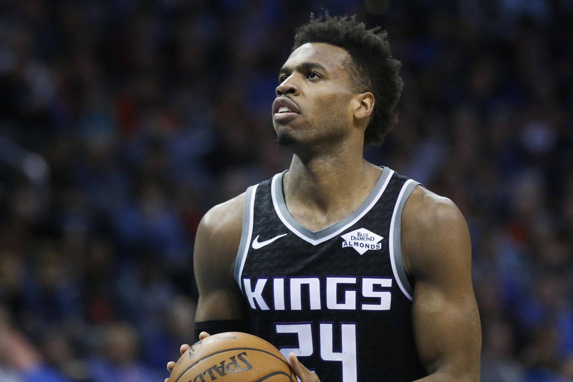 Buddy Hield, black Kings jersey, free throw shot, Full HD Desktop Wallpaper