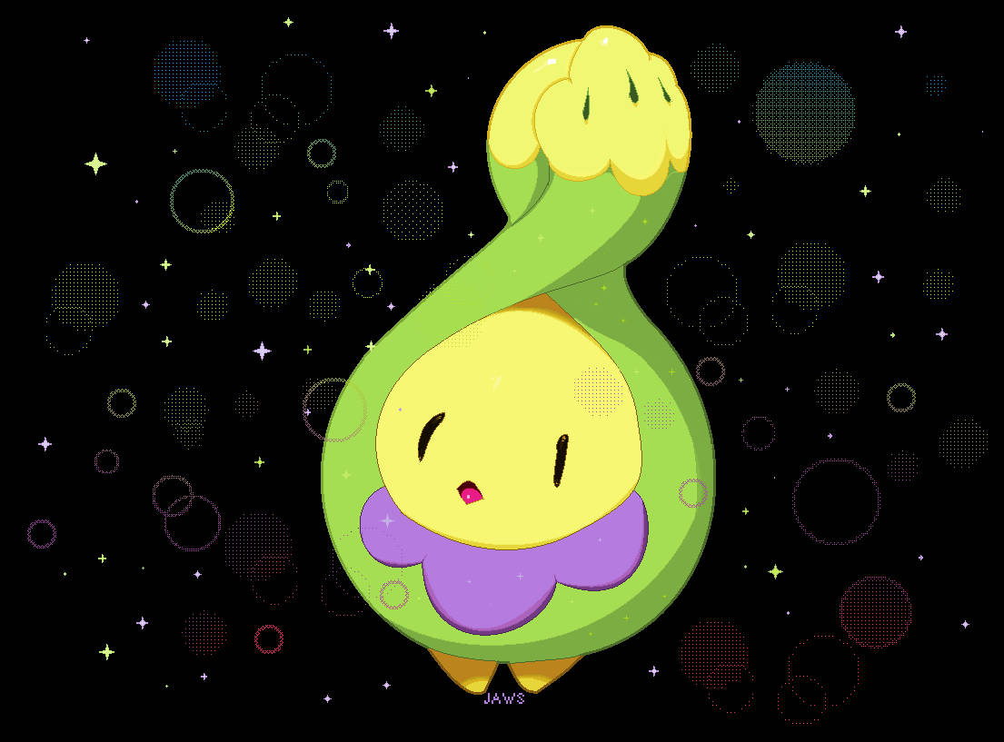 Budew, pastel circle shapes, starry space, SD Desktop Wallpaper