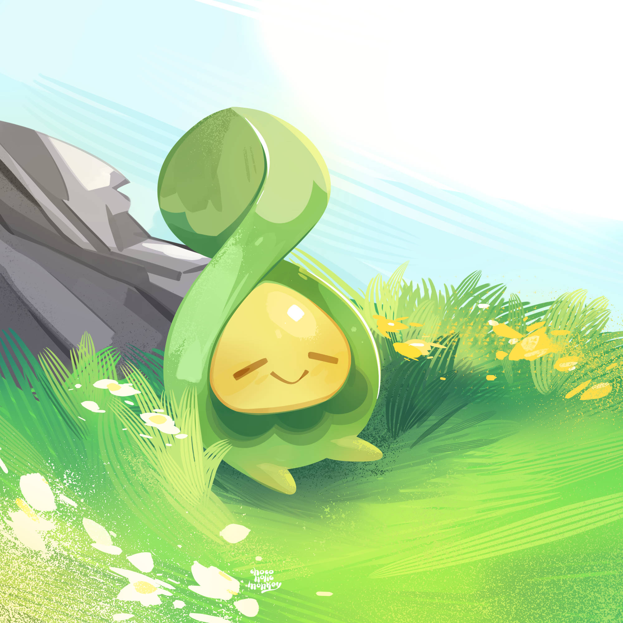 Budew, grassy field, vibrant grass, Full HD Desktop Wallpaper