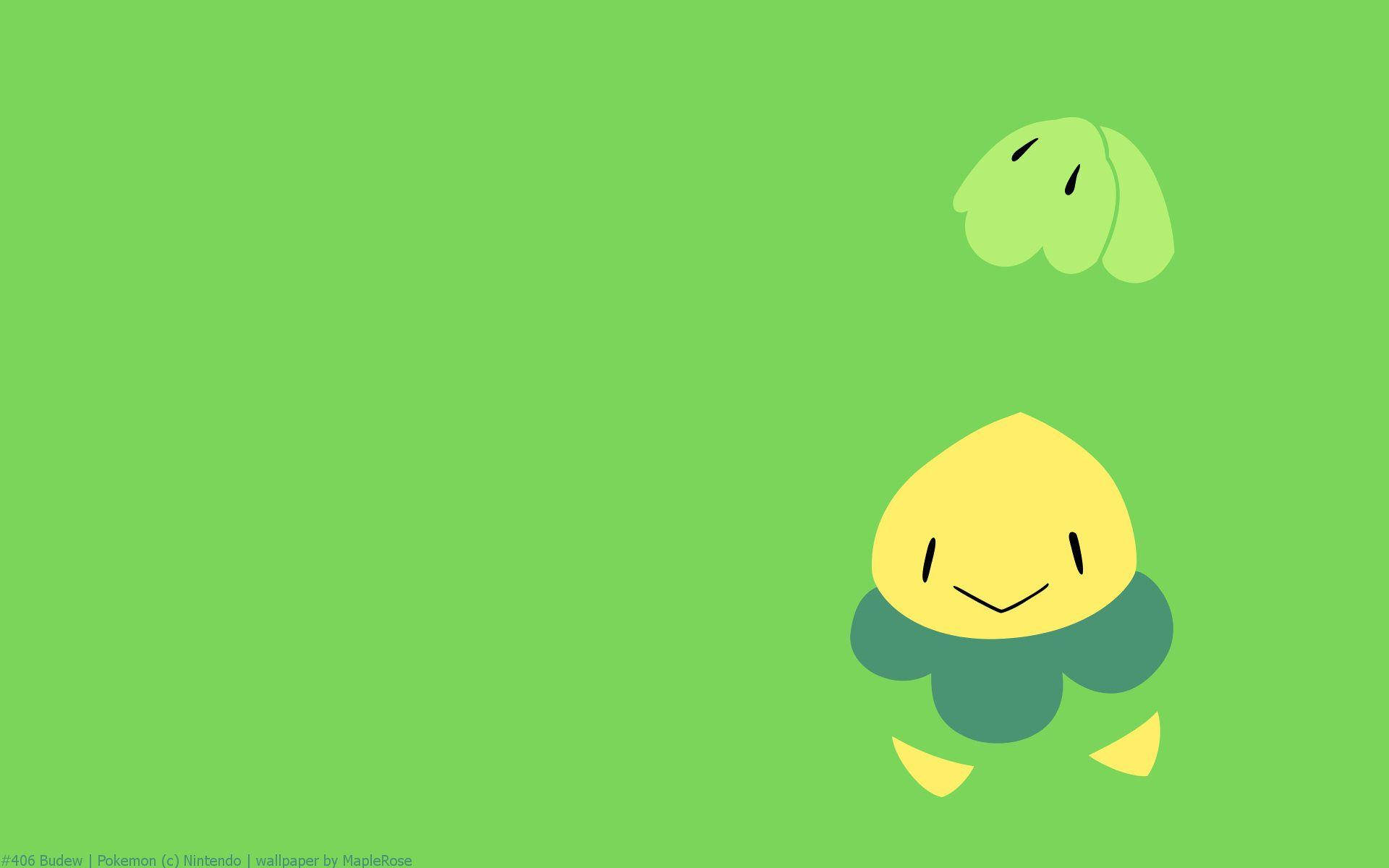 Budew, yellow Budew, green leaves, Full HD Desktop Wallpaper
