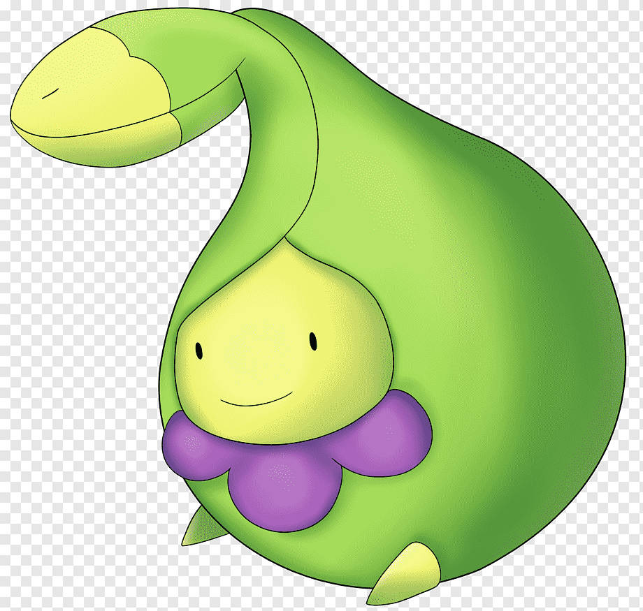 Budew, checkered background, green cartoon creature, SD Desktop Wallpaper