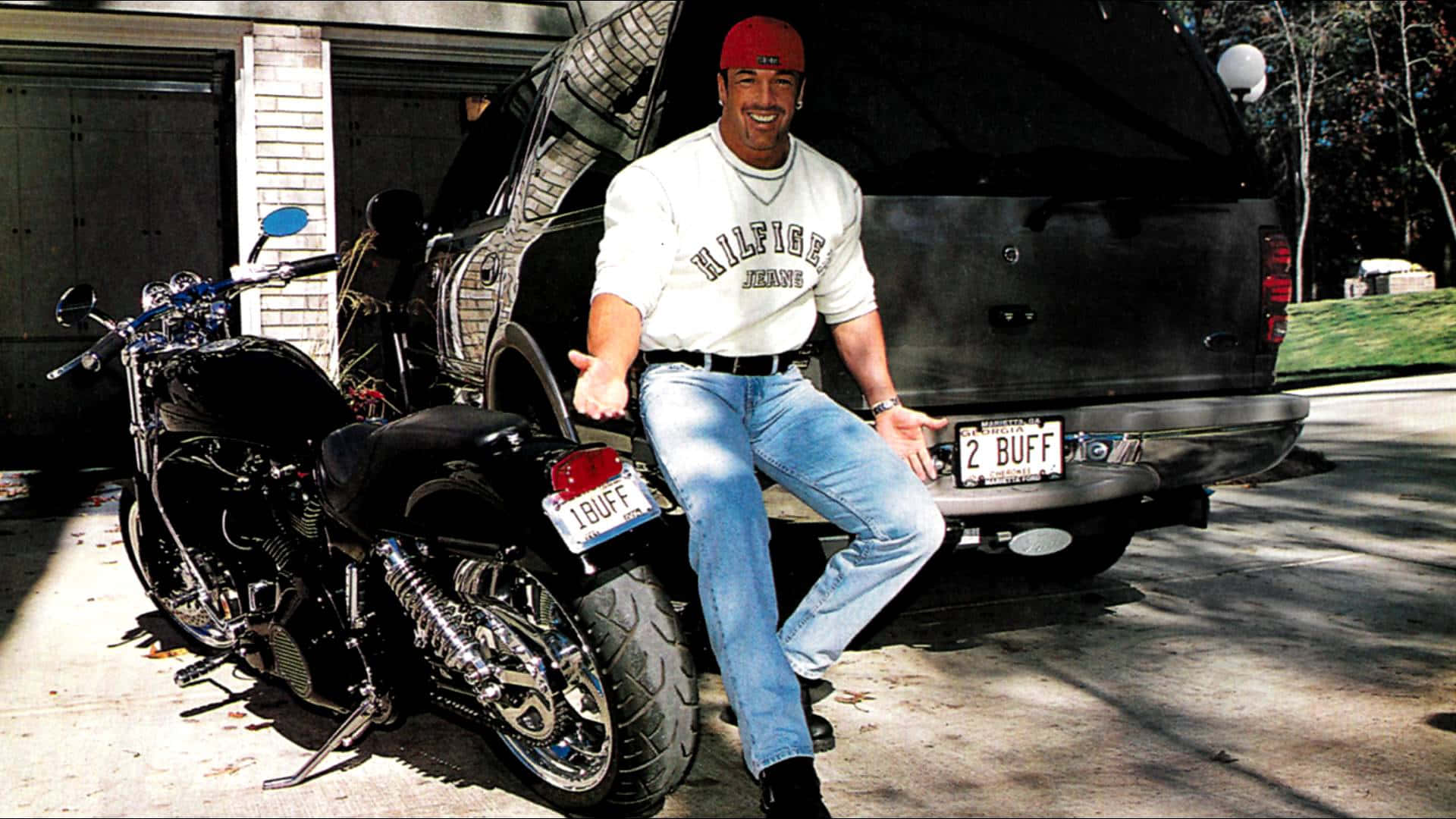 Buff Bagwell, red cap, black SUV, Full HD Desktop Wallpaper
